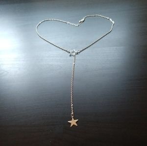 Silver Star Lariat Necklace